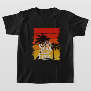 T-shirt Laissez la mer vous libérer Vintage Retro Sunset