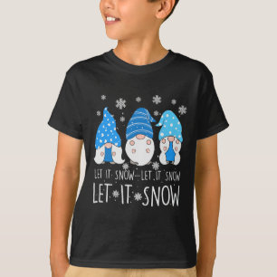 T-shirt Laissez tomber la neige Cute Trois Gnome Bleu Fami