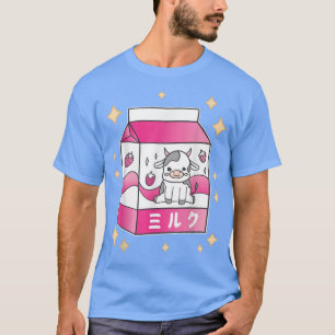 T-shirt Lait de fraise Boire Kawaii Manga Anime Japon Gras