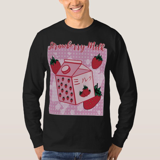 T-shirt Lait de fraise Japonais Rétro 90s Anime Fruit Aes (Devant)