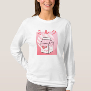 T-shirt Lait de fraise japonais rétro de la vache kawaii