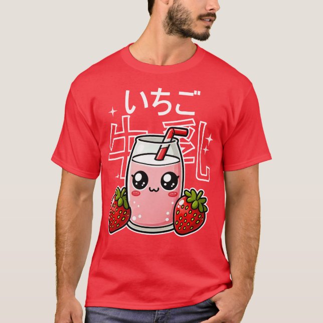 T-shirt Lait de fraise Kawaii (Devant)