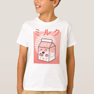 T-shirt Lait de pêche japonais rétro de la vache de Kawaii