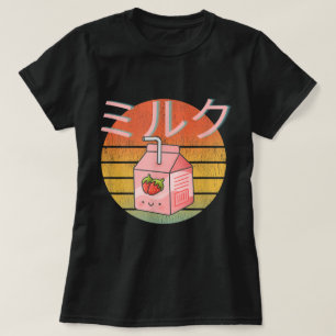 T-shirt Lait Fraise Mignon Art Rétro Kawaii