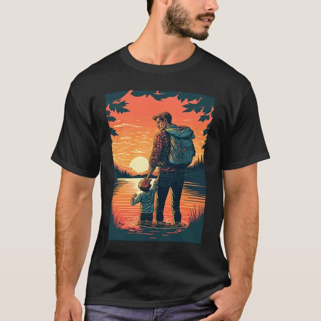 T-shirt Lake Fishing Trip Father And Child Lake Adventure (Devant)