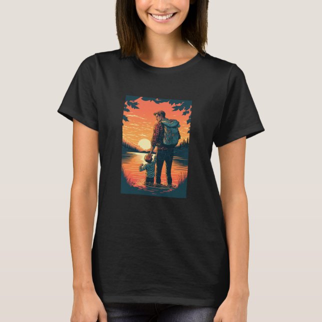 T-shirt Lake Fishing Trip Father And Child Lake Adventure (Devant)