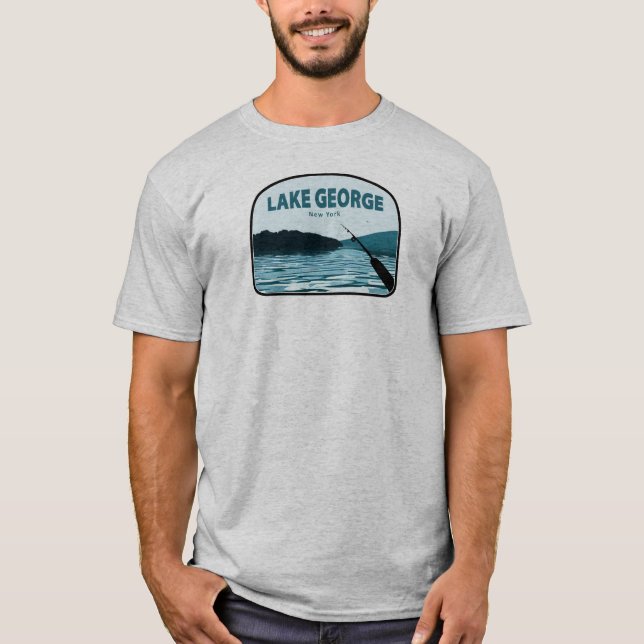 T-shirt Lake George New York Rod de pêche (Devant)