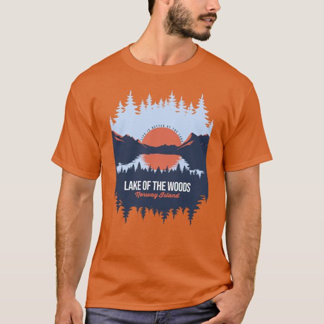T-shirt Lake Ofhe Woods Norway Island Lake With Mountain A (Devant)