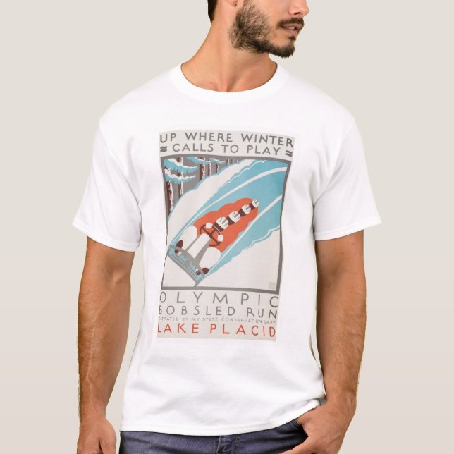 T-shirt Lake Placid olympique d'amusement WPA 1936 (Devant)