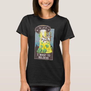 T-shirt L'Alien Ufo Hunter Croit Que Ufo Chèvre Alien Veut