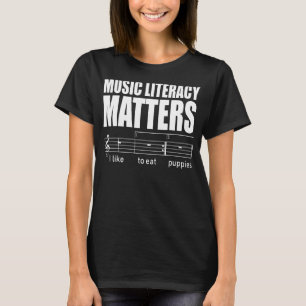T-shirt L'alphabétisation musicale compte J'aime manger de