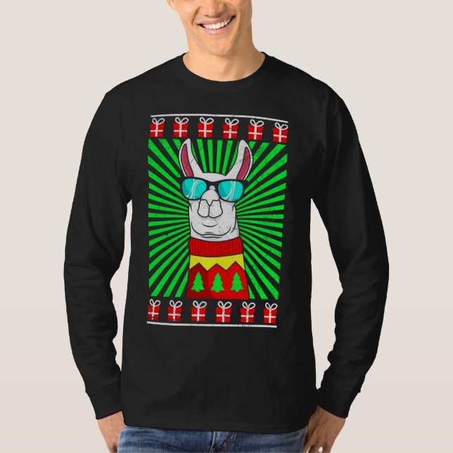T-shirt Lama Alpaca Noël laid Noël (Devant)