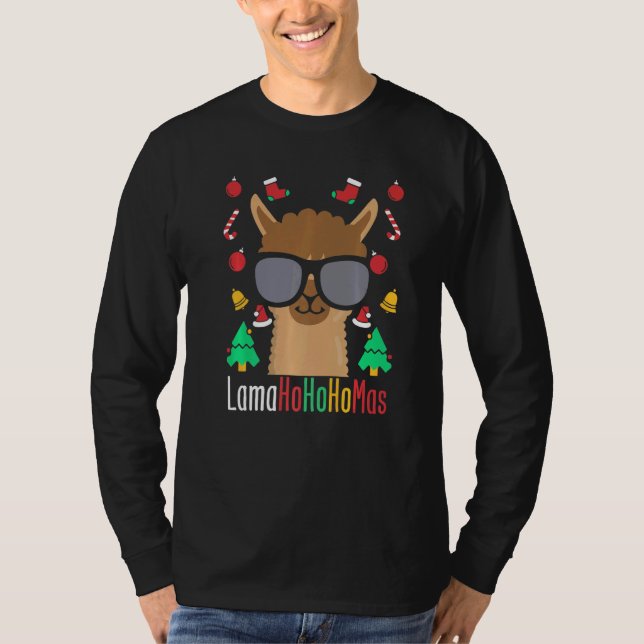 T-shirt Lamahohohomas Llama Avec Glaces Alpaca de Noël (Devant)