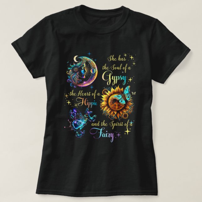 T-shirt L'Âme D'Un Tsigane Le Coeur D'Une Fée Hippie (Design devant)