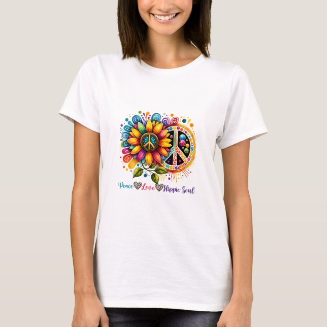T-shirt L'âme hippie de l'amour de la paix (Devant)