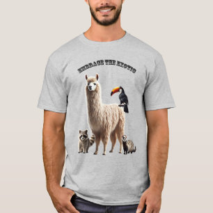 T-shirt Lame, raton laveur, furet et oiseau exotique