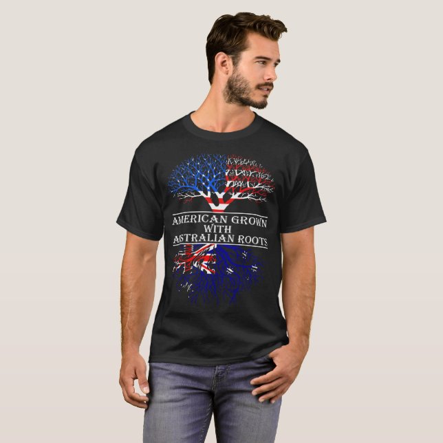 T-shirt L'Américain développé avec l'Australien enracine (Devant entier)
