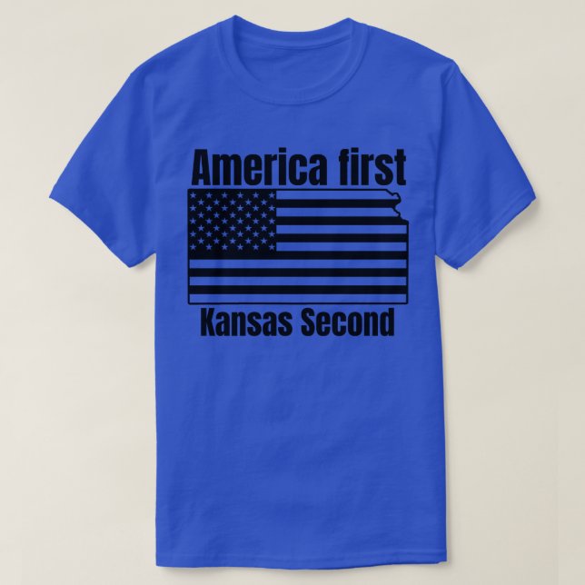 T-shirt L'Amérique d'abord Kansas deuxième patriotique amé (Design devant)