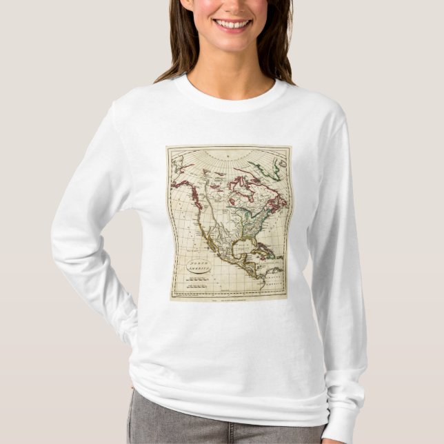 T-shirt L'Amérique du Nord avec des frontières décrites (Devant)