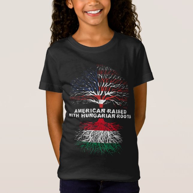 T-Shirt L'Amérique élevée avec les racines hongroises Hong (Devant)