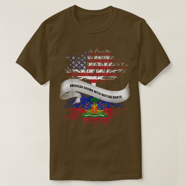T-shirt L'Amérique grandit avec les racines haïtiennes Haï (Design devant)