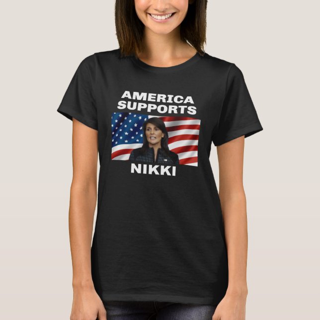 T-shirt L'Amérique soutient Nikki Haley (Devant)