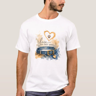 T-shirt L'amour a quatre pattes aquarelle amour de chien