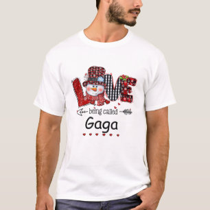 T-shirt L'Amour Appelé Gaga Snowman Noël Rouge Plaid