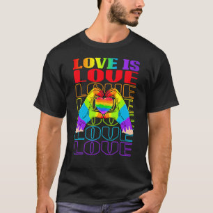 T-shirt L'Amour C'Est L'Amour Coeur Main Signe Fierté Droi