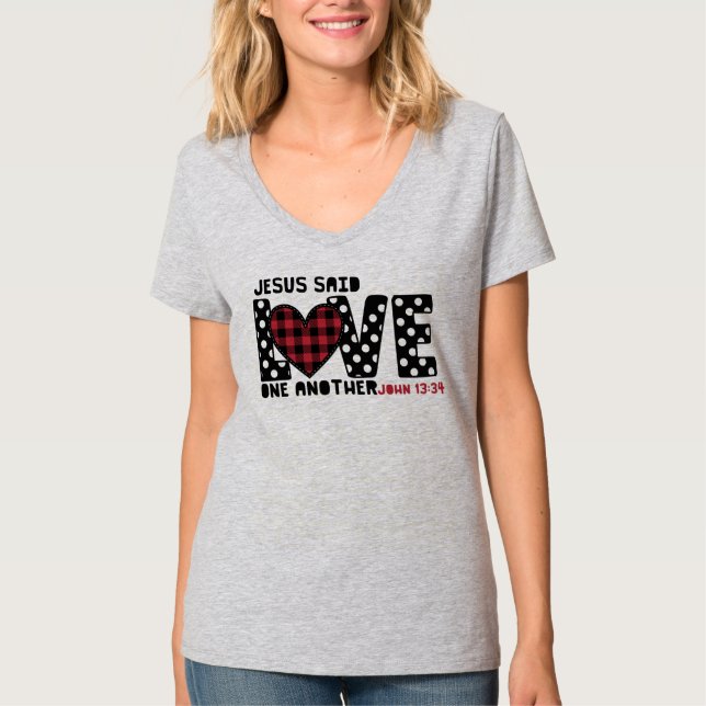 T-shirt L'amour chrétien l'un l'autre Jean 13:34 Jésus (Devant)