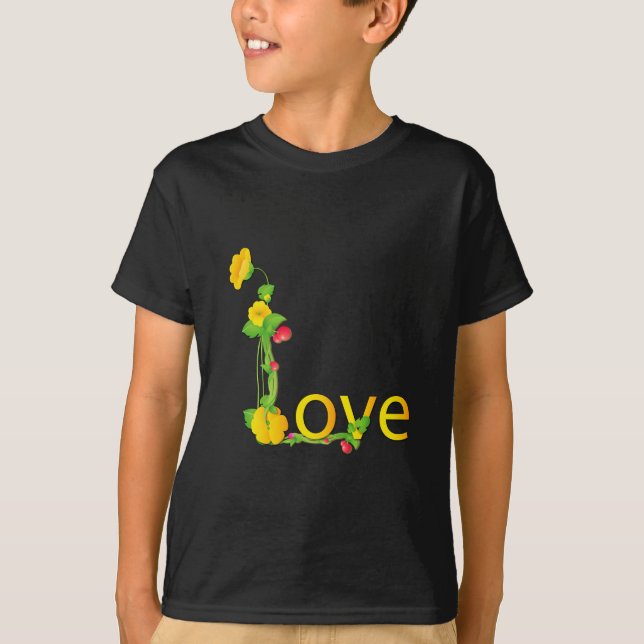 T-shirt L'amour dans les fleurs jaunes (Devant)