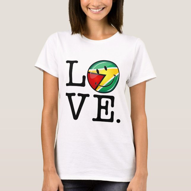 T-shirt L'Amour De Guyane Souriant Drapeau Guyanais (Devant)