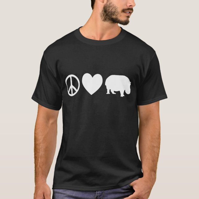 T-shirt L'amour de la paix et les hippopotames (Devant)