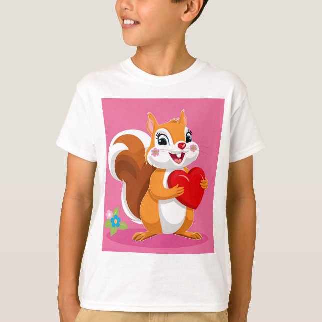 T-shirt L'amour des écureuils floraux : Fête des mères (Devant)
