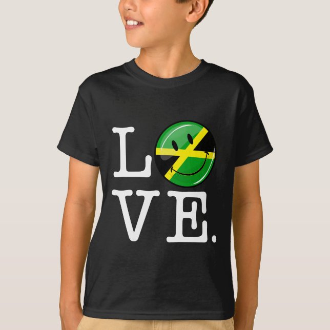 T-shirt L'amour du drapeau souriant jamaïcain (Devant)