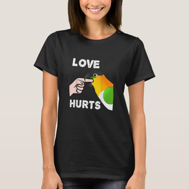 T-shirt L'amour du perroquet caïque à tête noire fait mal (Devant)