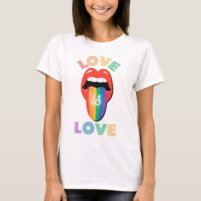 T-shirt L'amour est amour Mignonnes lèvres LGBTQ Pride Moi (Devant)