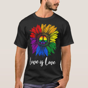 T-shirt L'Amour Est Amour Paix Tournesol Lgbt Pride Gay Le