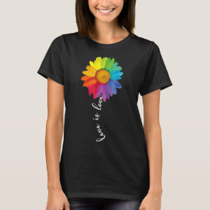 T-shirt L'Amour Est Amoureux Rainbow Daisy Flower Lgbt Gay