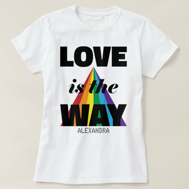 T-shirt L'Amour Est La Façon Dont Black Rainbow Nom Person (Design devant)