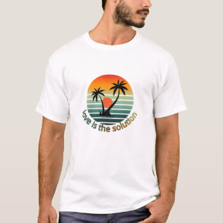 T-shirt L'amour est la solution Tropical Coucher de soleil