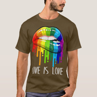 T-shirt L'amour est l'amour Arc-en-ciel Lèvres Sexy Cool L