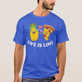 T-shirt L'amour est l'amour Pizza et Ananas mignons amis