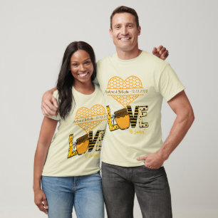 T-shirt L'amour est sucré-Écrivez votre nom & pot de miel 
