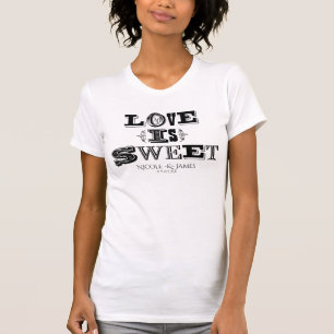 T-shirt L'amour est Sweet Vintage Mariage Noir & Blanc Per