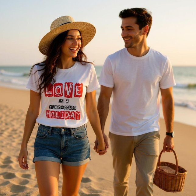 T-shirt L'Amour Est Une Citation De Typographie Rouge Noir (tee design available on all Zazzle t-shirts)