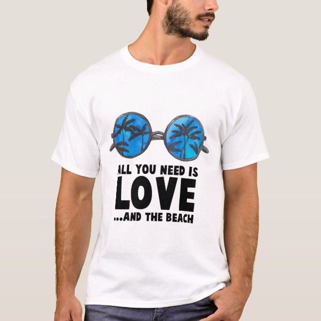 T-shirt L'amour et la typographie de la plage (Devant)