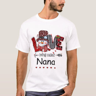 T-shirt L'amour étant appelé Nana Snowman Noël Rouge Plaid