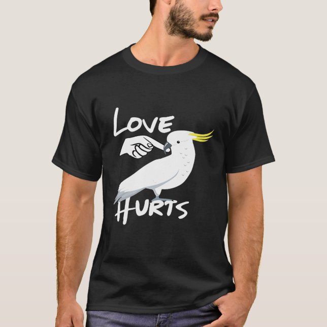T-shirt L'amour fait mal au Cockatoo-Parrot à cendres jaun (Devant)