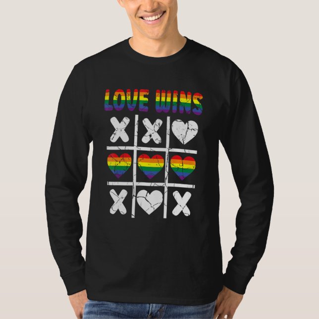 T-shirt L'amour gagne Lgbtq Ally Tic Tac Toe Pride Mois Ra (Devant)
